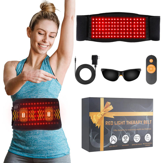 Infrared Red Light Therapy Belt:LED Lamp Vibration Near Body Pain Relief Device Wrap Red Light Therapy for Body with Timer Remote Control for Back Shoulder Waist Muscle