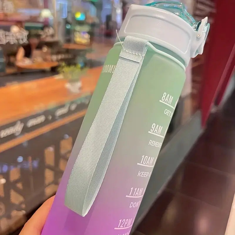 Motivational Water Bottle with Straw & Time Marker