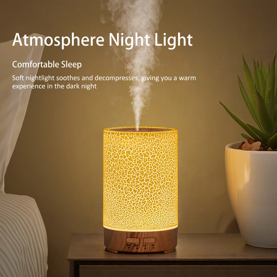Essential Oil Diffuser Ultrasonic Cool Mist Air Humidifier Usb Power Supply Aroma Diffuser Crack Design With 7 Color Led Lights