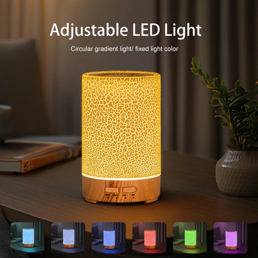 Essential Oil Diffuser Ultrasonic Cool Mist Air Humidifier Usb Power Supply Aroma Diffuser Crack Design With 7 Color Led Lights
