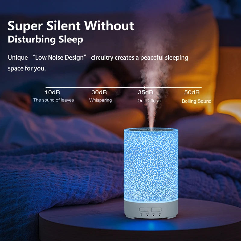 Essential Oil Diffuser Ultrasonic Cool Mist Air Humidifier Usb Power Supply Aroma Diffuser Crack Design With 7 Color Led Lights