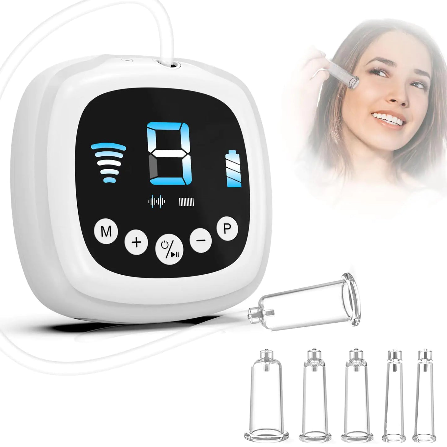 Electric Facial Cupping Set for Face - 3-In-1 Face Cupping Gua Sha & Massage Tools for Skin Care - Multifunctional Face Neck & Eye Massager for Wrinkle With 3 Modes & 5 Frequencies & 9 Gears