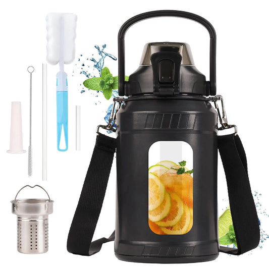 yeixzoua Glass Water BottleInspirational Water Bottle With Straw and HandleLarge Sports Motivational Water Bottle with Strap and Shell For GymSportsDaily (32 oz)